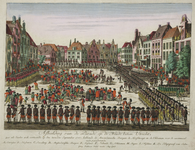 31653 Afbeelding van de parade van de schutterij en hulptroepen op de Neude te Utrecht, op 2 september 1787.